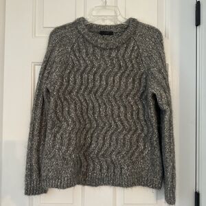 J. Crew Sweater Women Medium Gray Alpaca Merino Chunky Knit Crewneck Boxy Fit